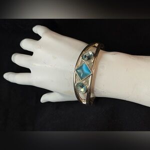 Vintage, silver tone, hinge bracelet, bright fun